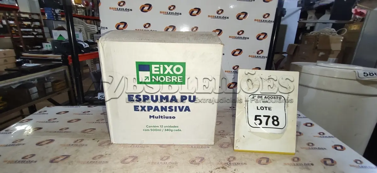 LOTE 578 - 12 UNIDADES DE ESPUMA PU EXPANSIVA MULTIUSO DE 500ML CADA MARCA EIXO NOBRE. (NO ESTADO) ATENÇÃO! FAZER A VISITAÇÃO ANTES DE ARREMATAR, NÃO SABEMOS SE FUNCIONA, LEILÃO NÃO TEM GARANTIA E NEM DEVOLUÇÃO, SUJEITO A POSSÍVEIS AVARIAS VISÍVEIS/OCULTAS E/OU AUSÊNCIA DE COMPONENTES.