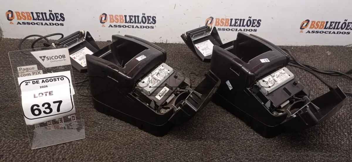 LOTE 637 - 02 IMPRESSORAS TÉRMICAS. (NO ESTADO) ATENÇÃO! FAZER A VISITAÇÃO ANTES DE ARREMATAR, NÃO SABEMOS SE FUNCIONA, LEILÃO NÃO TEM GARANTIA E NEM DEVOLUÇÃO, SUJEITO A POSSÍVEIS AVARIAS VISÍVEIS/OCULTAS E/OU AUSÊNCIA DE COMPONENTES.