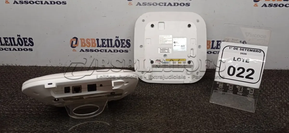 LOTE 022 - 02 ACCESS POINT MARCA CISCO. (NO ESTADO) ATENÇÃO! FAZER A VISITAÇÃO ANTES DE ARREMATAR, NÃO SABEMOS SE FUNCIONA, LEILÃO NÃO TEM GARANTIA E NEM DEVOLUÇÃO, SUJEITO A POSSÍVEIS AVARIAS VISÍVEIS/OCULTAS E/OU AUSÊNCIA DE COMPONENTES.