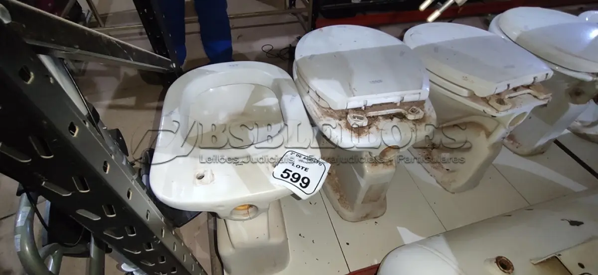LOTE 599 - 03 VASOS SANITÁRIOS. (NO ESTADO) ATENÇÃO! FAZER A VISITAÇÃO ANTES DE ARREMATAR, NÃO SABEMOS SE FUNCIONA, LEILÃO NÃO TEM GARANTIA E NEM DEVOLUÇÃO, SUJEITO A POSSÍVEIS AVARIAS VISÍVEIS/OCULTAS E/OU AUSÊNCIA DE COMPONENTES.
