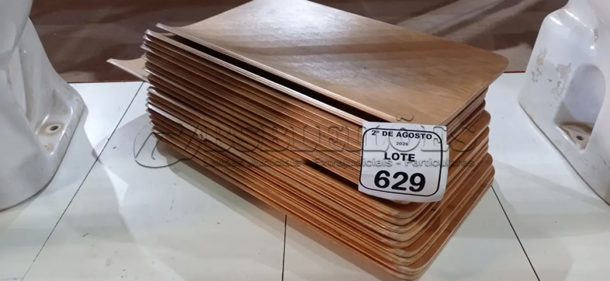 LOTE 629 - 20 PLACAS DE MADEIRA. (NO ESTADO) ATENÇÃO! FAZER A VISITAÇÃO ANTES DE ARREMATAR, NÃO SABEMOS SE FUNCIONA, LEILÃO NÃO TEM GARANTIA E NEM DEVOLUÇÃO, SUJEITO A POSSÍVEIS AVARIAS VISÍVEIS/OCULTAS E/OU AUSÊNCIA DE COMPONENTES.