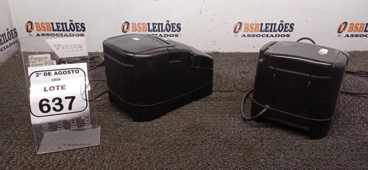LOTE 637 - 02 IMPRESSORAS TÉRMICAS. (NO ESTADO) ATENÇÃO! FAZER A VISITAÇÃO ANTES DE ARREMATAR, NÃO SABEMOS SE FUNCIONA, LEILÃO NÃO TEM GARANTIA E NEM DEVOLUÇÃO, SUJEITO A POSSÍVEIS AVARIAS VISÍVEIS/OCULTAS E/OU AUSÊNCIA DE COMPONENTES.