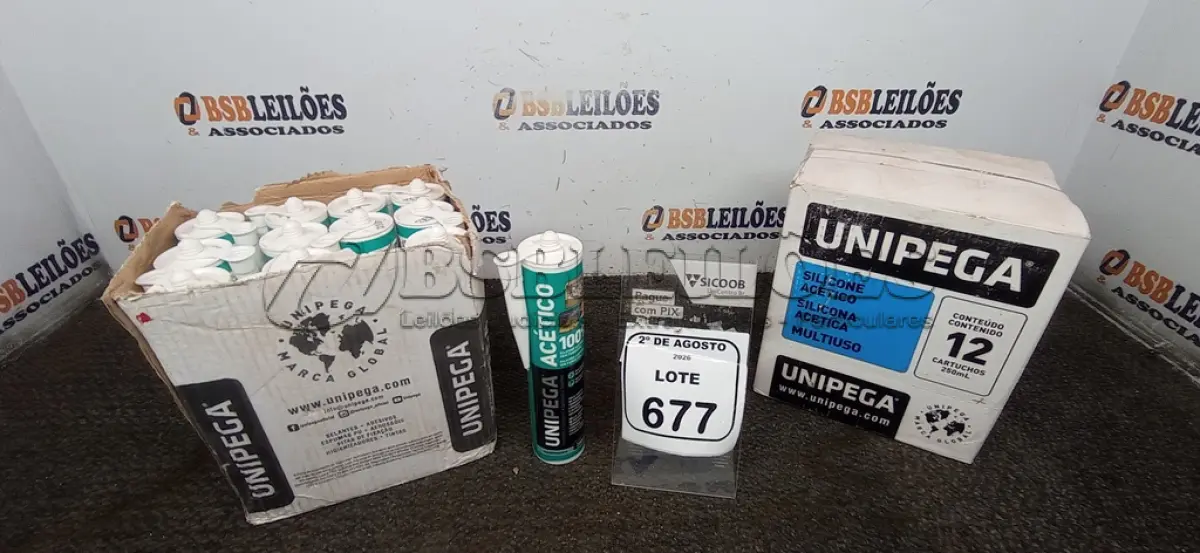 LOTE 677 - 24 BISNAGAS DE SILICONE ACÉTICO. (NO ESTADO) ATENÇÃO! FAZER A VISITAÇÃO ANTES DE ARREMATAR, NÃO SABEMOS SE FUNCIONA, LEILÃO NÃO TEM GARANTIA E NEM DEVOLUÇÃO, SUJEITO A POSSÍVEIS AVARIAS VISÍVEIS/OCULTAS E/OU AUSÊNCIA DE COMPONENTES.