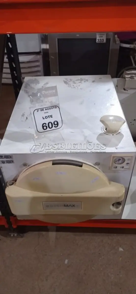 LOTE 609 - 01 ESTERILIZADOR TIPO AUTOCLAVE MARCA STERMAX. (NO ESTADO) ATENÇÃO! FAZER A VISITAÇÃO ANTES DE ARREMATAR, NÃO SABEMOS SE FUNCIONA, LEILÃO NÃO TEM GARANTIA E NEM DEVOLUÇÃO, SUJEITO A POSSÍVEIS AVARIAS VISÍVEIS/OCULTAS E/OU AUSÊNCIA DE COMPONENTES.