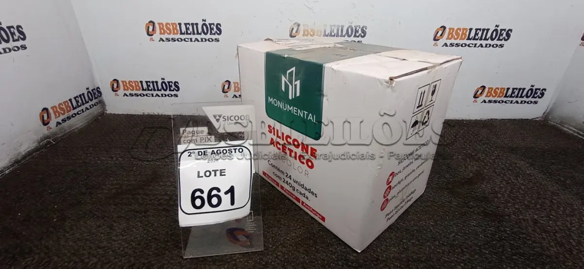 LOTE 661 - 24 UNIDADES DE SILICONE ACÉTICO INCOLOR COM 240G CADA MARCA MONUMENTAL. (NO ESTADO) ATENÇÃO! FAZER A VISITAÇÃO ANTES DE ARREMATAR, NÃO SABEMOS SE FUNCIONA, LEILÃO NÃO TEM GARANTIA E NEM DEVOLUÇÃO, SUJEITO A POSSÍVEIS AVARIAS VISÍVEIS/OCULTAS E/OU AUSÊNCIA DE COMPONENTES.