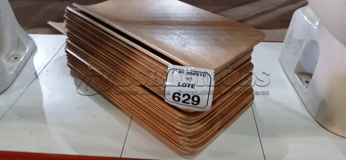 LOTE 629 - 20 PLACAS DE MADEIRA. (NO ESTADO) ATENÇÃO! FAZER A VISITAÇÃO ANTES DE ARREMATAR, NÃO SABEMOS SE FUNCIONA, LEILÃO NÃO TEM GARANTIA E NEM DEVOLUÇÃO, SUJEITO A POSSÍVEIS AVARIAS VISÍVEIS/OCULTAS E/OU AUSÊNCIA DE COMPONENTES.