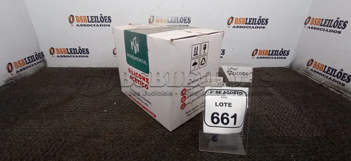 LOTE 661 - 24 UNIDADES DE SILICONE ACÉTICO INCOLOR COM 240G CADA MARCA MONUMENTAL. (NO ESTADO) ATENÇÃO! FAZER A VISITAÇÃO ANTES DE ARREMATAR, NÃO SABEMOS SE FUNCIONA, LEILÃO NÃO TEM GARANTIA E NEM DEVOLUÇÃO, SUJEITO A POSSÍVEIS AVARIAS VISÍVEIS/OCULTAS E/OU AUSÊNCIA DE COMPONENTES.