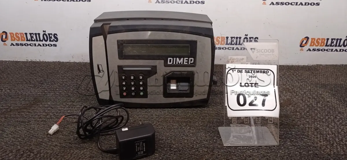 LOTE 027 - 01 RELÓGIO DE PONTO MARCA DIMEP. (NO ESTADO) ATENÇÃO! FAZER A VISITAÇÃO ANTES DE ARREMATAR, NÃO SABEMOS SE FUNCIONA, LEILÃO NÃO TEM GARANTIA E NEM DEVOLUÇÃO, SUJEITO A POSSÍVEIS AVARIAS VISÍVEIS/OCULTAS E/OU AUSÊNCIA DE COMPONENTES.