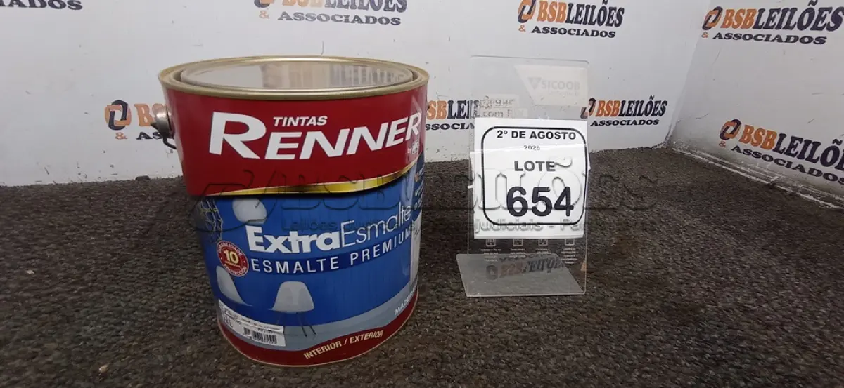 LOTE 654 - 01 LATA DE TINTA ESMALTE PREMIUM NA COR BASE MÉDIA ALTO BRILHO DE 3,6L MARCA RENNER. (NO ESTADO) ATENÇÃO! FAZER A VISITAÇÃO ANTES DE ARREMATAR, NÃO SABEMOS SE FUNCIONA, LEILÃO NÃO TEM GARANTIA E NEM DEVOLUÇÃO, SUJEITO A POSSÍVEIS AVARIAS VISÍVEIS/OCULTAS E/OU AUSÊNCIA DE COMPONENTES.