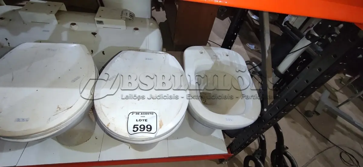 LOTE 599 - 03 VASOS SANITÁRIOS. (NO ESTADO) ATENÇÃO! FAZER A VISITAÇÃO ANTES DE ARREMATAR, NÃO SABEMOS SE FUNCIONA, LEILÃO NÃO TEM GARANTIA E NEM DEVOLUÇÃO, SUJEITO A POSSÍVEIS AVARIAS VISÍVEIS/OCULTAS E/OU AUSÊNCIA DE COMPONENTES.