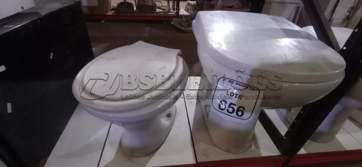 LOTE 656 - 02 VASOS SANITÁRIOS. (NO ESTADO) ATENÇÃO! FAZER A VISITAÇÃO ANTES DE ARREMATAR, NÃO SABEMOS SE FUNCIONA, LEILÃO NÃO TEM GARANTIA E NEM DEVOLUÇÃO, SUJEITO A POSSÍVEIS AVARIAS VISÍVEIS/OCULTAS E/OU AUSÊNCIA DE COMPONENTES.