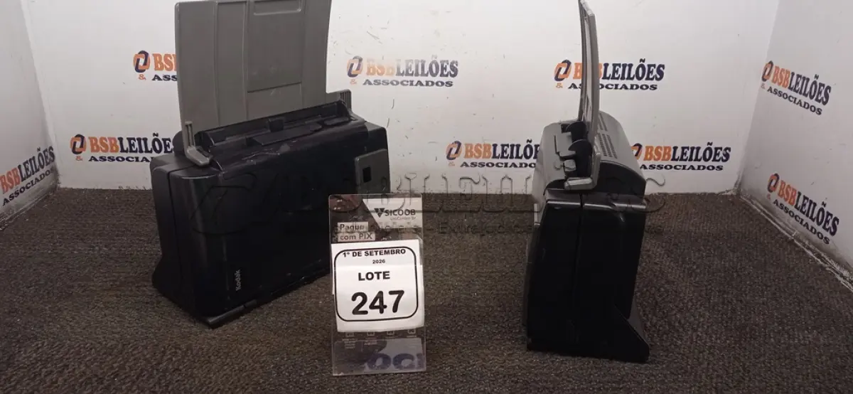 LOTE 247 - 02 SCANNERS MODELO I2400 MARCA KODAK. (NO ESTADO) ATENÇÃO! FAZER A VISITAÇÃO ANTES DE ARREMATAR, NÃO SABEMOS SE FUNCIONA, LEILÃO NÃO TEM GARANTIA E NEM DEVOLUÇÃO, SUJEITO A POSSÍVEIS AVARIAS VISÍVEIS/OCULTAS E/OU AUSÊNCIA DE COMPONENTES.