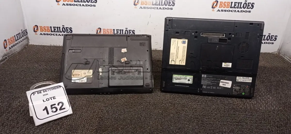 LOTE 152 -  02 NOTEBOOKS HP SEM FONTE. (NO ESTADO, NÃO SABEMOS SE FUNCIONA. LEILÃO NÃO TEM GARANTIA E NEM DEVOLUÇÃO, SUJEITO A POSSÍVEIS AVARIAS VISÍVEIS/OCULTAS E/OU AUSÊNCIA DE COMPONENTES)