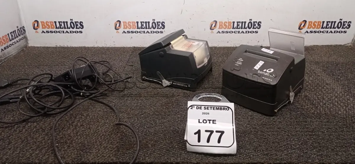 LOTE 177 - 02 IMPRESSORAS TÉRMICAS. (NO ESTADO) ATENÇÃO! FAZER A VISITAÇÃO ANTES DE ARREMATAR, NÃO SABEMOS SE FUNCIONA, LEILÃO NÃO TEM GARANTIA E NEM DEVOLUÇÃO, SUJEITO A POSSÍVEIS AVARIAS VISÍVEIS/OCULTAS E/OU AUSÊNCIA DE COMPONENTES.