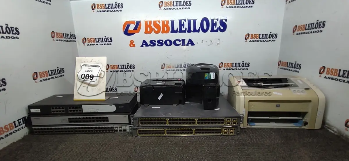 LOTE 009 - 01 01 IMPRESSORA MODELO LASERJET 1020 MARCA HP, 02 RELÓGIOS DE PONTO E 05 SWITCHS DE MARCAS E MODELOS DIVERSOS. (NO ESTADO) ATENÇÃO! FAZER A VISITAÇÃO ANTES DE ARREMATAR, NÃO SABEMOS SE FUNCIONA, LEILÃO NÃO TEM GARANTIA E NEM DEVOLUÇÃO, SUJEITO A POSSÍVEIS AVARIAS VISÍVEIS/OCULTAS E/OU AUSÊNCIA DE COMPONENTES.