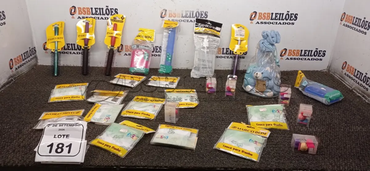 LOTE 181 - 01 LOTE COM UTENSÍLIOS DE HIGIENE E CUIDADOS PESSOAIS DIVERSOS. (NO ESTADO) ATENÇÃO! FAZER A VISITAÇÃO ANTES DE ARREMATAR, NÃO SABEMOS SE FUNCIONA, LEILÃO NÃO TEM GARANTIA E NEM DEVOLUÇÃO, SUJEITO A POSSÍVEIS AVARIAS VISÍVEIS/OCULTAS E/OU AUSÊNCIA DE COMPONENTES.