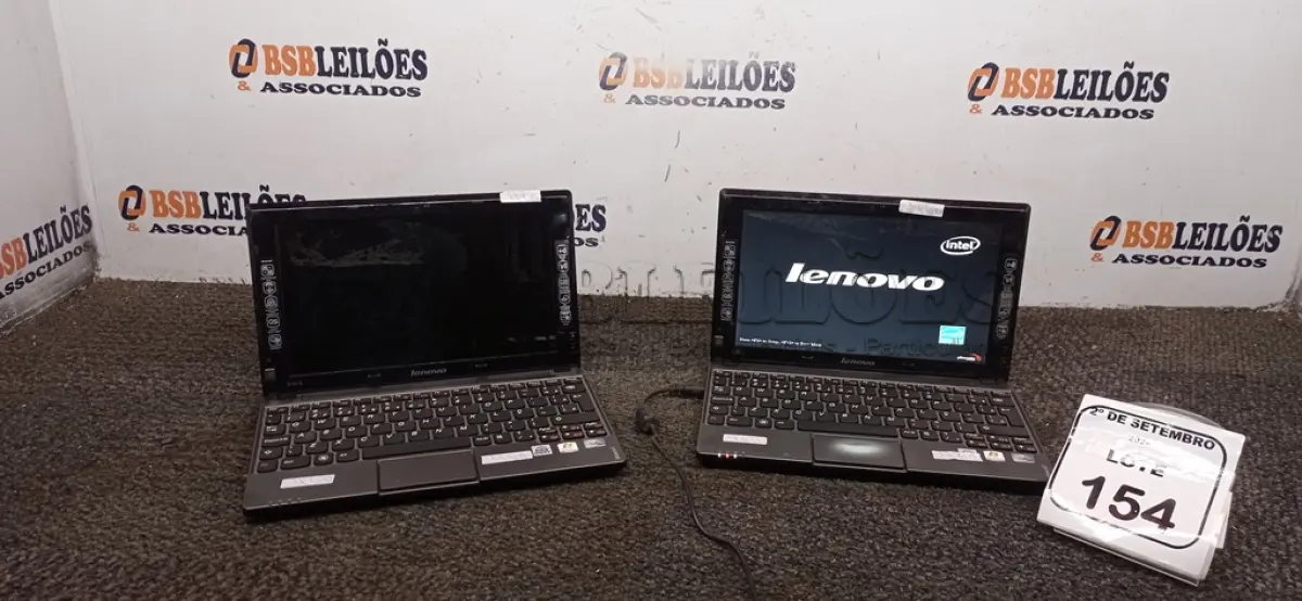 LOTE 154 - 02 NETEBOOKS LENOVO SEM FONTE. (NO ESTADO) ATENÇÃO! FAZER A VISITAÇÃO ANTES DE ARREMATAR, NÃO SABEMOS SE FUNCIONA, LEILÃO NÃO TEM GARANTIA E NEM DEVOLUÇÃO, SUJEITO A POSSÍVEIS AVARIAS VISÍVEIS/OCULTAS E/OU AUSÊNCIA DE COMPONENTES.