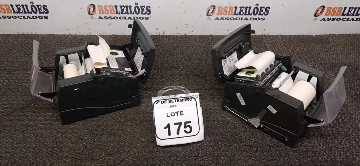 LOTE 175 - 02 IMPRESSORAS TÉRMICAS. (NO ESTADO) ATENÇÃO! FAZER A VISITAÇÃO ANTES DE ARREMATAR, NÃO SABEMOS SE FUNCIONA, LEILÃO NÃO TEM GARANTIA E NEM DEVOLUÇÃO, SUJEITO A POSSÍVEIS AVARIAS VISÍVEIS/OCULTAS E/OU AUSÊNCIA DE COMPONENTES.