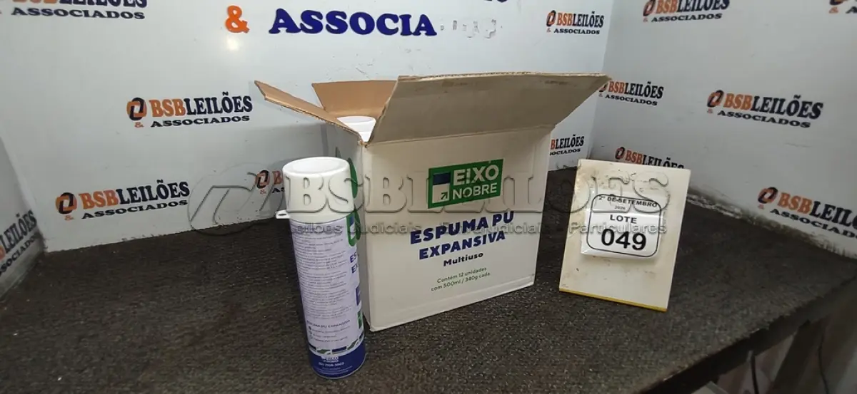 LOTE 049 - 12 UNIDADES DE ESPUMA PU EXPANSIVA COM 500ML CADA MARCA EIXO NOBRE. (NO ESTADO) ATENÇÃO! FAZER A VISITAÇÃO ANTES DE ARREMATAR, NÃO SABEMOS SE FUNCIONA, LEILÃO NÃO TEM GARANTIA E NEM DEVOLUÇÃO, SUJEITO A POSSÍVEIS AVARIAS VISÍVEIS/OCULTAS E/OU AUSÊNCIA DE COMPONENTES.