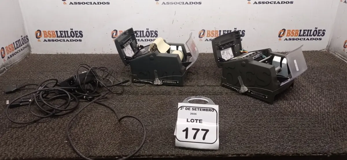 LOTE 177 - 02 IMPRESSORAS TÉRMICAS. (NO ESTADO) ATENÇÃO! FAZER A VISITAÇÃO ANTES DE ARREMATAR, NÃO SABEMOS SE FUNCIONA, LEILÃO NÃO TEM GARANTIA E NEM DEVOLUÇÃO, SUJEITO A POSSÍVEIS AVARIAS VISÍVEIS/OCULTAS E/OU AUSÊNCIA DE COMPONENTES.