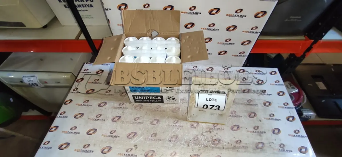LOTE 073 - 12 CARTUCHOS DE SILICONE ACÉTICO MULTIUSO DE 250ML CADA MARCA UNIPEGA. (NO ESTADO) ATENÇÃO! FAZER A VISITAÇÃO ANTES DE ARREMATAR, NÃO SABEMOS SE FUNCIONA, LEILÃO NÃO TEM GARANTIA E NEM DEVOLUÇÃO, SUJEITO A POSSÍVEIS AVARIAS VISÍVEIS/OCULTAS E/OU AUSÊNCIA DE COMPONENTES.