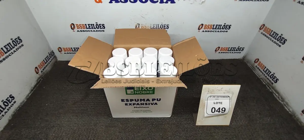 LOTE 049 - 12 UNIDADES DE ESPUMA PU EXPANSIVA COM 500ML CADA MARCA EIXO NOBRE. (NO ESTADO) ATENÇÃO! FAZER A VISITAÇÃO ANTES DE ARREMATAR, NÃO SABEMOS SE FUNCIONA, LEILÃO NÃO TEM GARANTIA E NEM DEVOLUÇÃO, SUJEITO A POSSÍVEIS AVARIAS VISÍVEIS/OCULTAS E/OU AUSÊNCIA DE COMPONENTES.