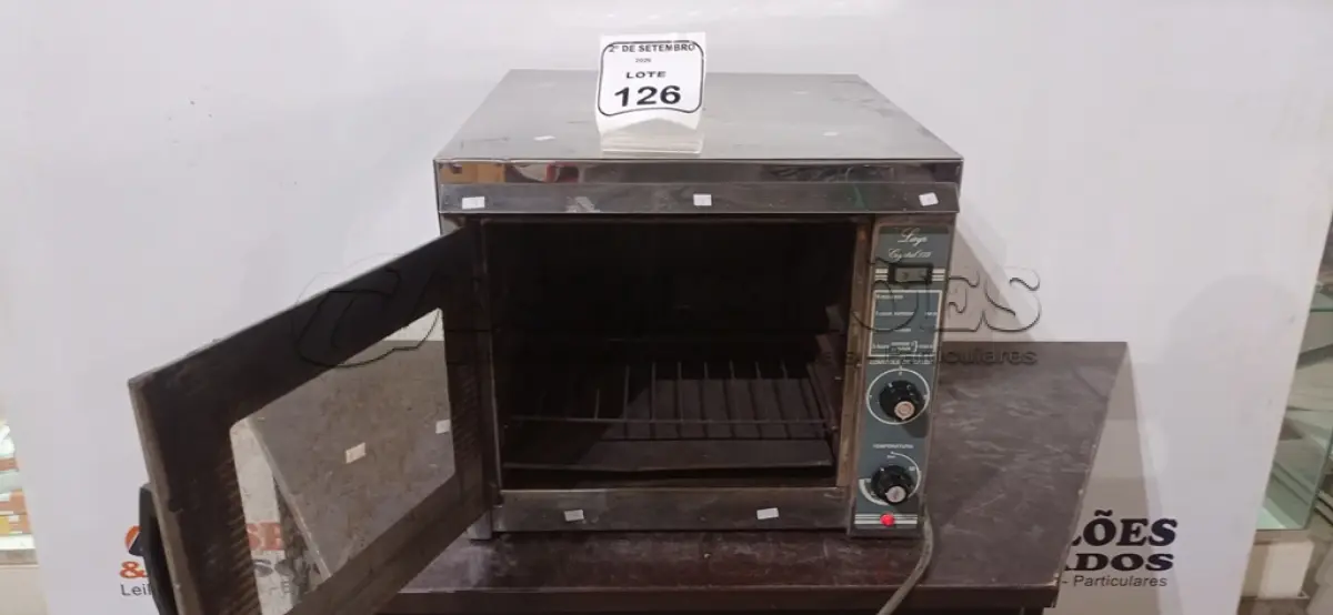 LOTE 126 - 01 FORNO ELÉTRICO MODELO CRYSTAL 175 MARCA LAYER. (NO ESTADO) ATENÇÃO! FAZER A VISITAÇÃO ANTES DE ARREMATAR, NÃO SABEMOS SE FUNCIONA, LEILÃO NÃO TEM GARANTIA E NEM DEVOLUÇÃO, SUJEITO A POSSÍVEIS AVARIAS VISÍVEIS/OCULTAS E/OU AUSÊNCIA DE COMPONENTES.
