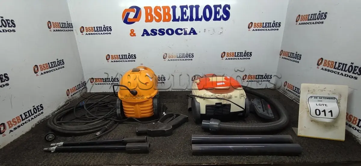 LOTE 011 - 01 LAVADORA DE ALTA PRESSÃO MARCA BRICO TECH E 01 ASPIRADOR DE PÓ MARCA MONDIAL. (NO ESTADO) ATENÇÃO! FAZER A VISITAÇÃO ANTES DE ARREMATAR, NÃO SABEMOS SE FUNCIONA, LEILÃO NÃO TEM GARANTIA E NEM DEVOLUÇÃO, SUJEITO A POSSÍVEIS AVARIAS VISÍVEIS/OCULTAS E/OU AUSÊNCIA DE COMPONENTES.