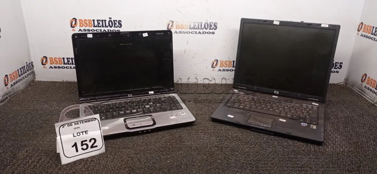 LOTE 152 -  02 NOTEBOOKS HP SEM FONTE. (NO ESTADO, NÃO SABEMOS SE FUNCIONA. LEILÃO NÃO TEM GARANTIA E NEM DEVOLUÇÃO, SUJEITO A POSSÍVEIS AVARIAS VISÍVEIS/OCULTAS E/OU AUSÊNCIA DE COMPONENTES)
