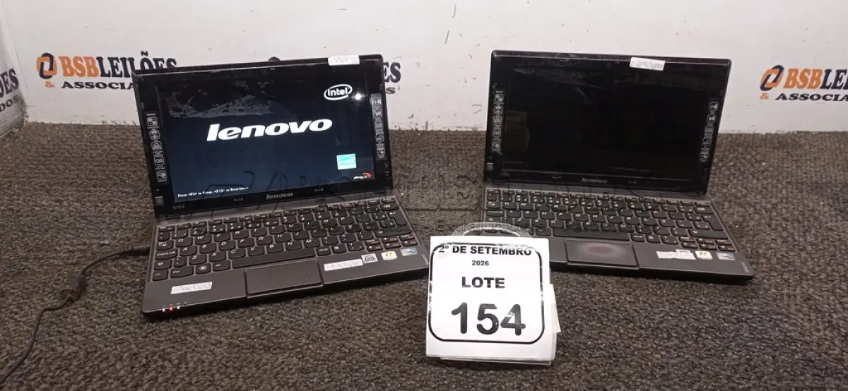 LOTE 154 - 02 NETEBOOKS LENOVO SEM FONTE. (NO ESTADO) ATENÇÃO! FAZER A VISITAÇÃO ANTES DE ARREMATAR, NÃO SABEMOS SE FUNCIONA, LEILÃO NÃO TEM GARANTIA E NEM DEVOLUÇÃO, SUJEITO A POSSÍVEIS AVARIAS VISÍVEIS/OCULTAS E/OU AUSÊNCIA DE COMPONENTES.