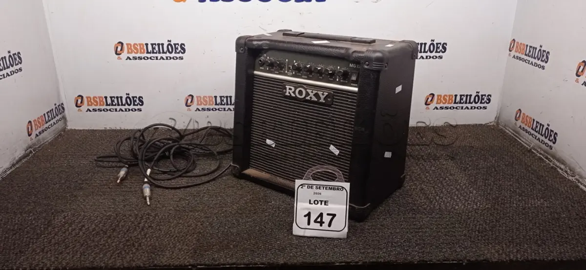 LOTE 147 - 01 CAIXA AMPLIFICADORA MODELO MG 15R MARCA ROXY. (NO ESTADO) ATENÇÃO! FAZER A VISITAÇÃO ANTES DE ARREMATAR, NÃO SABEMOS SE FUNCIONA, LEILÃO NÃO TEM GARANTIA E NEM DEVOLUÇÃO, SUJEITO A POSSÍVEIS AVARIAS VISÍVEIS/OCULTAS E/OU AUSÊNCIA DE COMPONENTES.