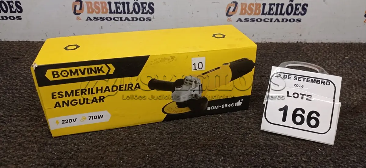 LOTE 166 - 01 ESMERILHADEIRA ANGULAR 220V. (NO ESTADO) ATENÇÃO! FAZER A VISITAÇÃO ANTES DE ARREMATAR, NÃO SABEMOS SE FUNCIONA, LEILÃO NÃO TEM GARANTIA E NEM DEVOLUÇÃO, SUJEITO A POSSÍVEIS AVARIAS VISÍVEIS/OCULTAS E/OU AUSÊNCIA DE COMPONENTES.