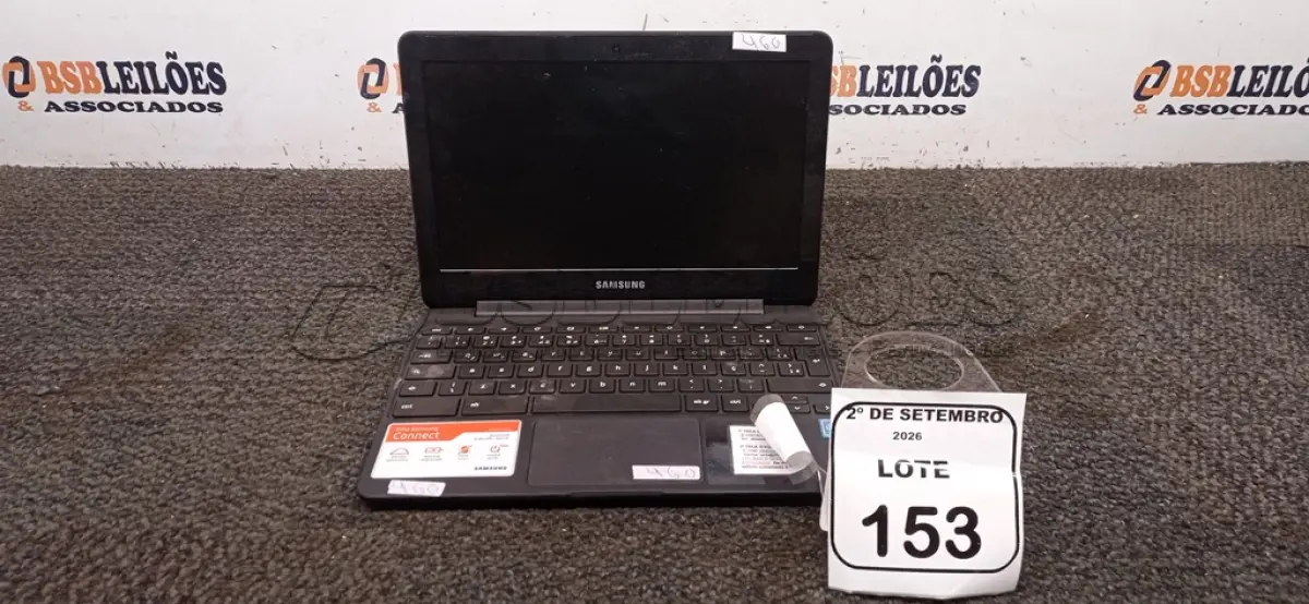 LOTE 153 - 01 CROMEBOOK LINHA CONNECT MEMORIA 2GB, 16GB E.MMC TELA DE 11.6’’ MARCA SAMSUNG SEM FONTE. (NO ESTADO) ATENÇÃO! FAZER A VISITAÇÃO ANTES DE ARREMATAR, NÃO SABEMOS SE FUNCIONA, LEILÃO NÃO TEM GARANTIA E NEM DEVOLUÇÃO, SUJEITO A POSSÍVEIS AVARIAS VISÍVEIS/OCULTAS E/OU AUSÊNCIA DE COMPONENTES.