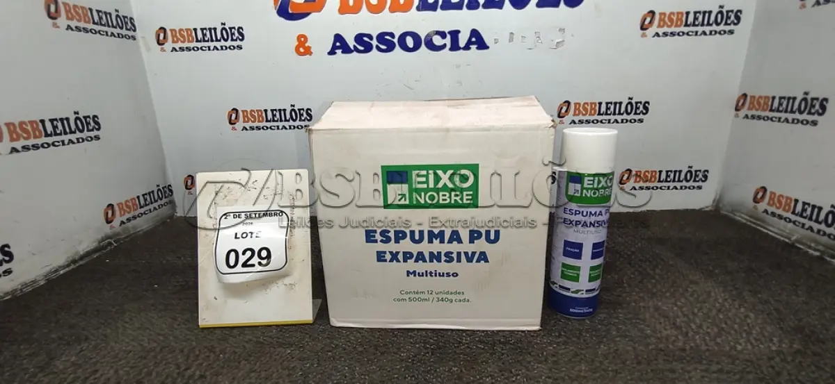 LOTE 029 - 12 UNIDADES DE ESPUMA PU EXPANSIVA COM 500ML CADA MARCA EIXO NOBRE. (NO ESTADO) ATENÇÃO! FAZER A VISITAÇÃO ANTES DE ARREMATAR, NÃO SABEMOS SE FUNCIONA, LEILÃO NÃO TEM GARANTIA E NEM DEVOLUÇÃO, SUJEITO A POSSÍVEIS AVARIAS VISÍVEIS/OCULTAS E/OU AUSÊNCIA DE COMPONENTES.