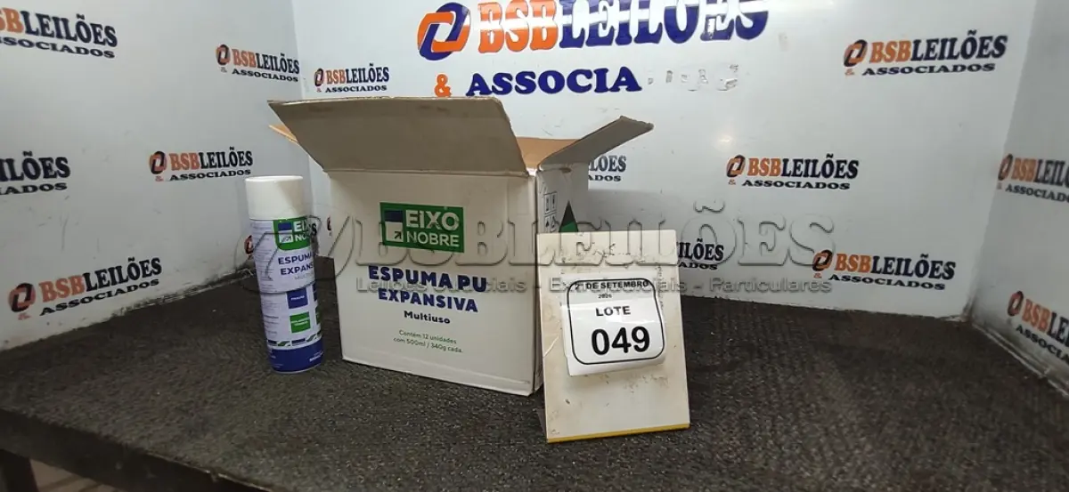 LOTE 049 - 12 UNIDADES DE ESPUMA PU EXPANSIVA COM 500ML CADA MARCA EIXO NOBRE. (NO ESTADO) ATENÇÃO! FAZER A VISITAÇÃO ANTES DE ARREMATAR, NÃO SABEMOS SE FUNCIONA, LEILÃO NÃO TEM GARANTIA E NEM DEVOLUÇÃO, SUJEITO A POSSÍVEIS AVARIAS VISÍVEIS/OCULTAS E/OU AUSÊNCIA DE COMPONENTES.