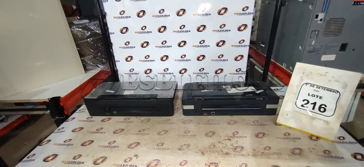 LOTE 216 - 02 IMPRESSORAS HP VIA BLUETOOTH.  (NO ESTADO) ATENÇÃO! FAZER A VISITAÇÃO ANTES DE ARREMATAR, NÃO SABEMOS SE FUNCIONA, LEILÃO NÃO TEM GARANTIA E NEM DEVOLUÇÃO, SUJEITO A POSSÍVEIS AVARIAS VISÍVEIS/OCULTAS E/OU AUSÊNCIA DE COMPONENTES.