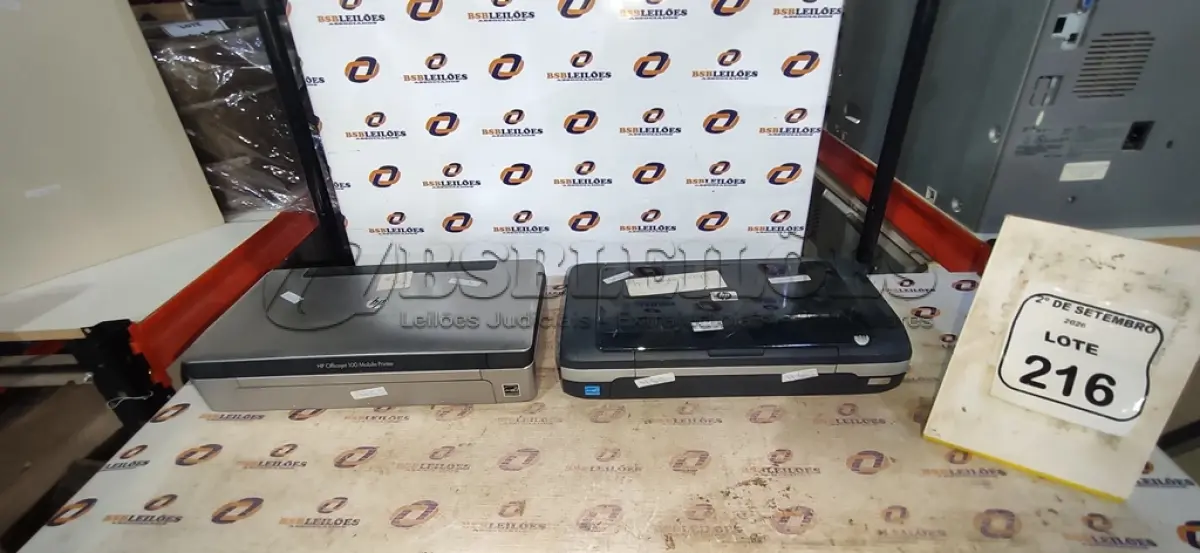 LOTE 216 - 02 IMPRESSORAS HP VIA BLUETOOTH.  (NO ESTADO) ATENÇÃO! FAZER A VISITAÇÃO ANTES DE ARREMATAR, NÃO SABEMOS SE FUNCIONA, LEILÃO NÃO TEM GARANTIA E NEM DEVOLUÇÃO, SUJEITO A POSSÍVEIS AVARIAS VISÍVEIS/OCULTAS E/OU AUSÊNCIA DE COMPONENTES.