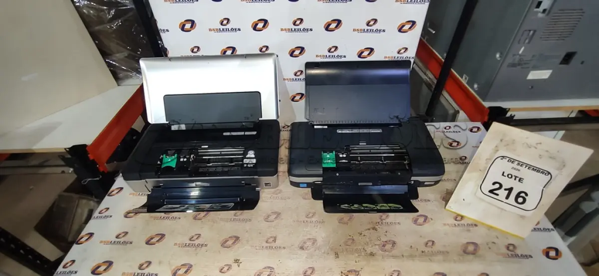 LOTE 216 - 02 IMPRESSORAS HP VIA BLUETOOTH.  (NO ESTADO) ATENÇÃO! FAZER A VISITAÇÃO ANTES DE ARREMATAR, NÃO SABEMOS SE FUNCIONA, LEILÃO NÃO TEM GARANTIA E NEM DEVOLUÇÃO, SUJEITO A POSSÍVEIS AVARIAS VISÍVEIS/OCULTAS E/OU AUSÊNCIA DE COMPONENTES.