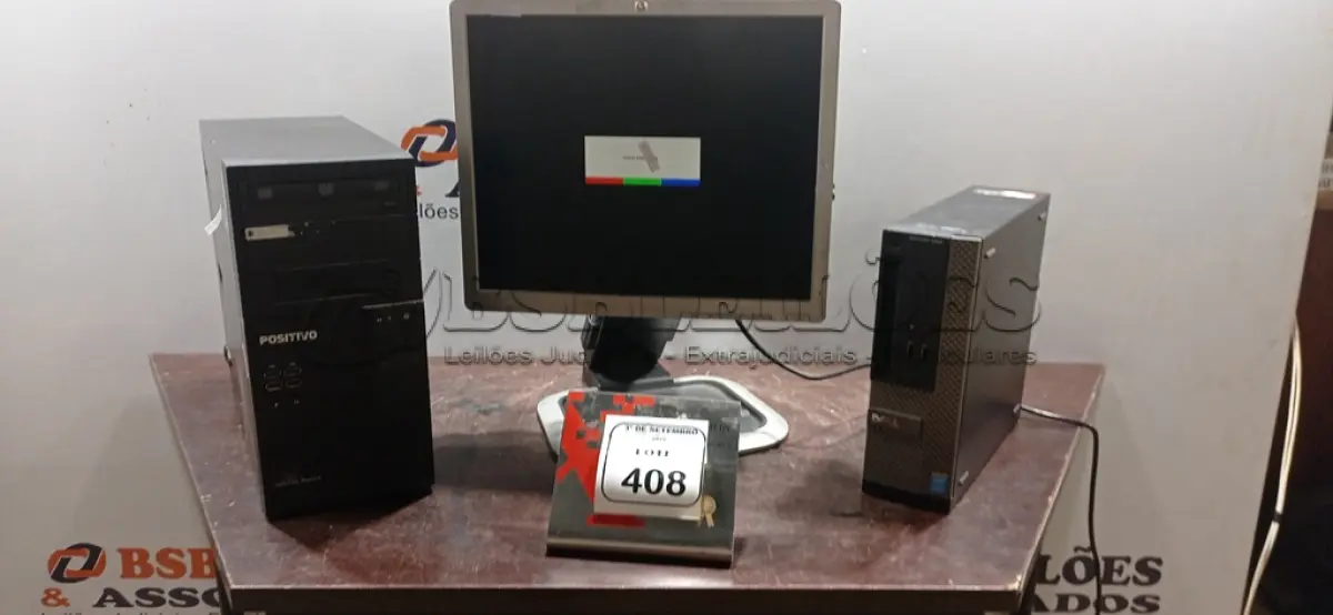 LOTE 408 - 02 CPUS E 01 MONITOR MARCA HP. (NO ESTADO) ATENÇÃO! FAZER A VISITAÇÃO ANTES DE ARREMATAR, NÃO SABEMOS SE FUNCIONA, LEILÃO NÃO TEM GARANTIA E NEM DEVOLUÇÃO, SUJEITO A POSSÍVEIS AVARIAS VISÍVEIS/OCULTAS E/OU AUSÊNCIA DE COMPONENTES.