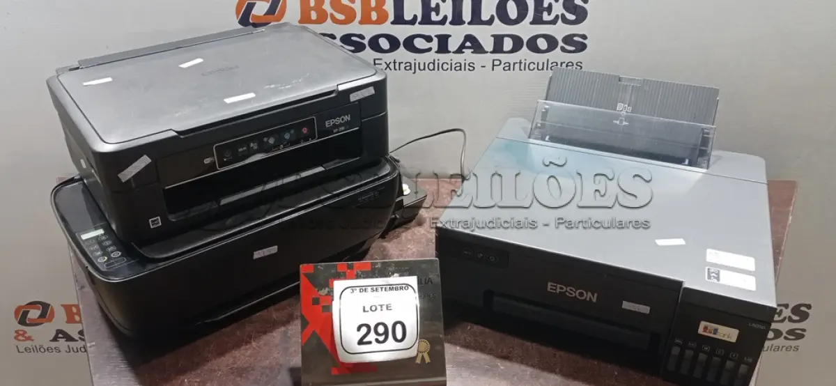 LOTE 290 - 01 IMPRESSORA MODELO DESKJET GT 5822 MARCA HP E 01 IMPRESSORA MODELO L8050 MARCA EPSON. (NO ESTADO) ATENÇÃO! FAZER A VISITAÇÃO ANTES DE ARREMATAR, NÃO SABEMOS SE FUNCIONA, LEILÃO NÃO TEM GARANTIA E NEM DEVOLUÇÃO, SUJEITO A POSSÍVEIS AVARIAS VISÍVEIS/OCULTAS E/OU AUSÊNCIA DE COMPONENTES.