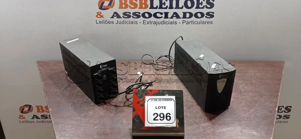 LOTE 296 - 02 NOBREAKS MARCA COLETEK. (NO ESTADO) ATENÇÃO! FAZER A VISITAÇÃO ANTES DE ARREMATAR, NÃO SABEMOS SE FUNCIONA, LEILÃO NÃO TEM GARANTIA E NEM DEVOLUÇÃO, SUJEITO A POSSÍVEIS AVARIAS VISÍVEIS/OCULTAS E/OU AUSÊNCIA DE COMPONENTES.
