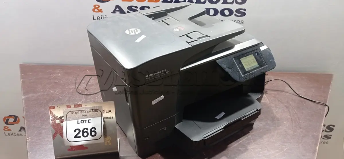 LOTE 266 - 01 IMPRESSORA MULTIFUNCIONAL MODELO PRO 8710 MARCA HP. (NO ESTADO) ATENÇÃO! FAZER A VISITAÇÃO ANTES DE ARREMATAR, NÃO SABEMOS SE FUNCIONA, LEILÃO NÃO TEM GARANTIA E NEM DEVOLUÇÃO, SUJEITO A POSSÍVEIS AVARIAS VISÍVEIS/OCULTAS E/OU AUSÊNCIA DE COMPONENTES.