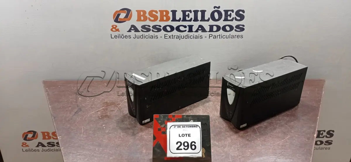 LOTE 296 - 02 NOBREAKS MARCA COLETEK. (NO ESTADO) ATENÇÃO! FAZER A VISITAÇÃO ANTES DE ARREMATAR, NÃO SABEMOS SE FUNCIONA, LEILÃO NÃO TEM GARANTIA E NEM DEVOLUÇÃO, SUJEITO A POSSÍVEIS AVARIAS VISÍVEIS/OCULTAS E/OU AUSÊNCIA DE COMPONENTES.