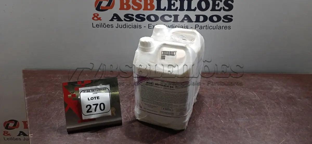 LOTE 270 - 02 GALÕES DE ACABAMENTO RESTAURADOR PARA PISOS DE MADEIRA DE 5L CADA MARCA SPARTAN. (NO ESTADO) ATENÇÃO! FAZER A VISITAÇÃO ANTES DE ARREMATAR, NÃO SABEMOS SE FUNCIONA, LEILÃO NÃO TEM GARANTIA E NEM DEVOLUÇÃO, SUJEITO A POSSÍVEIS AVARIAS VISÍVEIS/OCULTAS E/OU AUSÊNCIA DE COMPONENTES.
