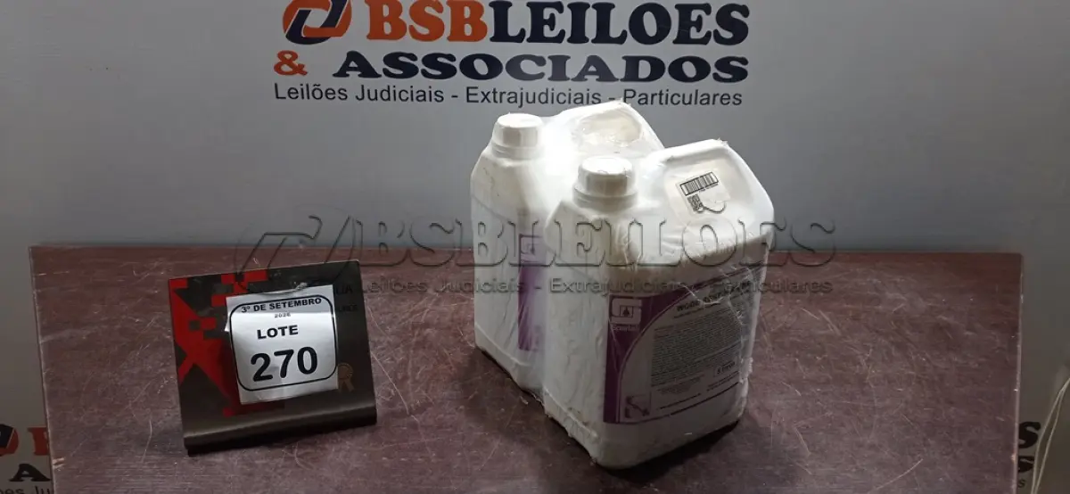 LOTE 270 - 02 GALÕES DE ACABAMENTO RESTAURADOR PARA PISOS DE MADEIRA DE 5L CADA MARCA SPARTAN. (NO ESTADO) ATENÇÃO! FAZER A VISITAÇÃO ANTES DE ARREMATAR, NÃO SABEMOS SE FUNCIONA, LEILÃO NÃO TEM GARANTIA E NEM DEVOLUÇÃO, SUJEITO A POSSÍVEIS AVARIAS VISÍVEIS/OCULTAS E/OU AUSÊNCIA DE COMPONENTES.