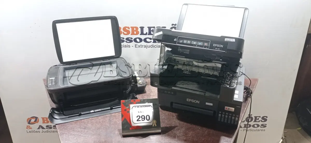 LOTE 290 - 01 IMPRESSORA MODELO DESKJET GT 5822 MARCA HP E 01 IMPRESSORA MODELO L8050 MARCA EPSON. (NO ESTADO) ATENÇÃO! FAZER A VISITAÇÃO ANTES DE ARREMATAR, NÃO SABEMOS SE FUNCIONA, LEILÃO NÃO TEM GARANTIA E NEM DEVOLUÇÃO, SUJEITO A POSSÍVEIS AVARIAS VISÍVEIS/OCULTAS E/OU AUSÊNCIA DE COMPONENTES.