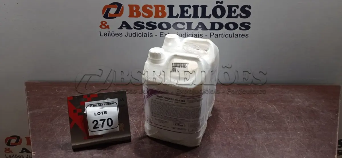 LOTE 270 - 02 GALÕES DE ACABAMENTO RESTAURADOR PARA PISOS DE MADEIRA DE 5L CADA MARCA SPARTAN. (NO ESTADO) ATENÇÃO! FAZER A VISITAÇÃO ANTES DE ARREMATAR, NÃO SABEMOS SE FUNCIONA, LEILÃO NÃO TEM GARANTIA E NEM DEVOLUÇÃO, SUJEITO A POSSÍVEIS AVARIAS VISÍVEIS/OCULTAS E/OU AUSÊNCIA DE COMPONENTES.