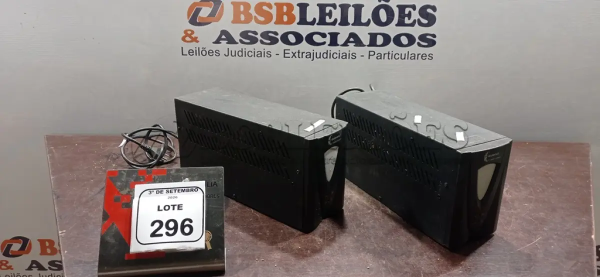 LOTE 296 - 02 NOBREAKS MARCA COLETEK. (NO ESTADO) ATENÇÃO! FAZER A VISITAÇÃO ANTES DE ARREMATAR, NÃO SABEMOS SE FUNCIONA, LEILÃO NÃO TEM GARANTIA E NEM DEVOLUÇÃO, SUJEITO A POSSÍVEIS AVARIAS VISÍVEIS/OCULTAS E/OU AUSÊNCIA DE COMPONENTES.