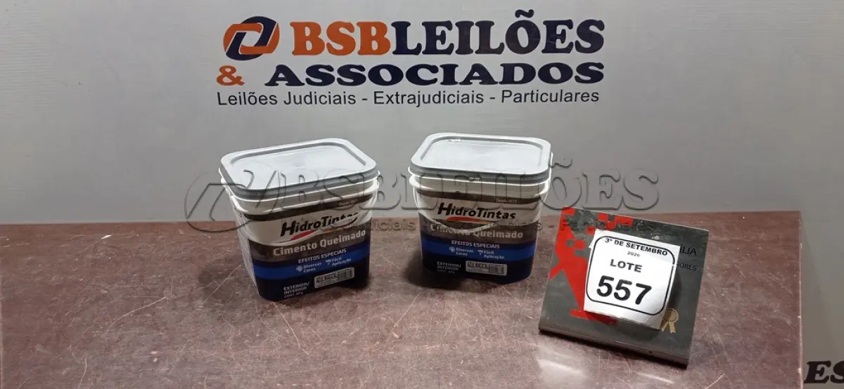LOTE 557 - 02 BALDES DE CIMENTO QUEIMADO DE 4KG CADA COR AZUL MAGICAL MARCA HIDRO TINTAS. (NO ESTADO) ATENÇÃO! FAZER A VISITAÇÃO ANTES DE ARREMATAR, NÃO SABEMOS SE FUNCIONA, LEILÃO NÃO TEM GARANTIA E NEM DEVOLUÇÃO, SUJEITO A POSSÍVEIS AVARIAS VISÍVEIS/OCULTAS E/OU AUSÊNCIA DE COMPONENTES.