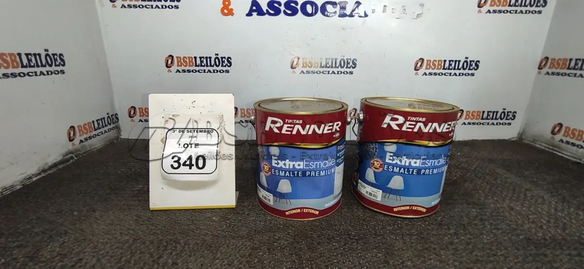 LOTE 340 - 02 ESMALTES SINTÉTICO INTERIOR/EXTERIOR NA COR BASE INTENSA ALTO BRILHO E BASE MÉDIA ALTO BRILHO DE 3,2L. (NO ESTADO) ATENÇÃO! FAZER A VISITAÇÃO ANTES DE ARREMATAR, NÃO SABEMOS SE FUNCIONA, LEILÃO NÃO TEM GARANTIA E NEM DEVOLUÇÃO, SUJEITO A POSSÍVEIS AVARIAS VISÍVEIS/OCULTAS E/OU AUSÊNCIA DE COMPONENTES.
